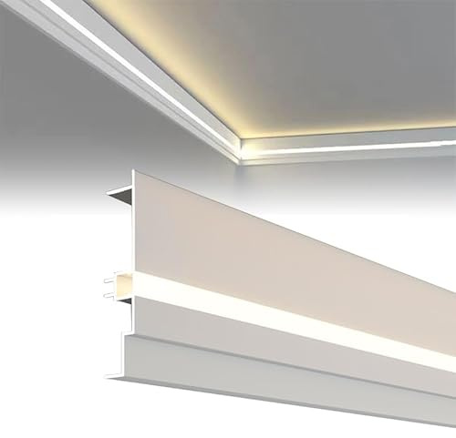 Generico Canale di Illuminazione a LED, battiscopa Rettangolare, Modanatura a Corona per Decorazione di soffitti e pareti - larghezze Disponibili 4/4,7/5,9/7,9 - Profilo di Illuminazione a LED (larg