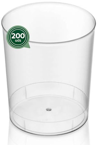 Maxi Products - 200 Vasos Mojito Plástico Reutilizables Transparente - 330 cc - Vasos Reciclables - Fiestas, Eventos y Celebraciones