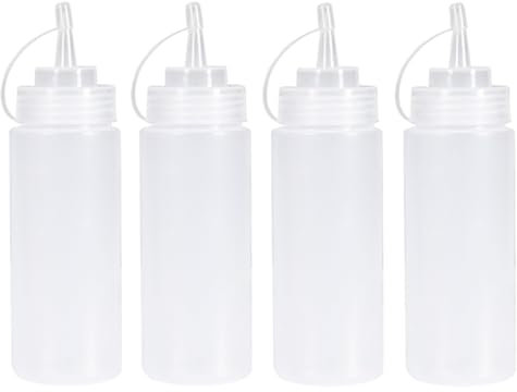 Torytoe Squeeze Bottle, 4 Pcs 120ml 4oz Bote plastico para Salsas, Botella de Salsa con Tapa, Dispensador de Botellas - Ninguna Fuga, Sin BPA, para Condimentos, Salsa de Tomate, Mostaza, Mayonesa