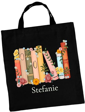 True Statements Baumwolltasche mit Buch-Design personalisiert - Stofftasche, Stoffbeutel, Einkaufstasche - Geschenk für Buchliebhaber & Leseratten - Schwarz, 38x42 cm, 100% Baumwolle, kurzer Henkel