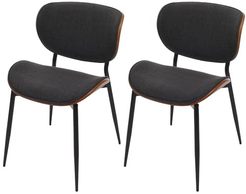 Mendler Lot de 2 chaises de Salle à Manger HWC-O45 (370g/m²) Aspect Noyer, Gris foncé
