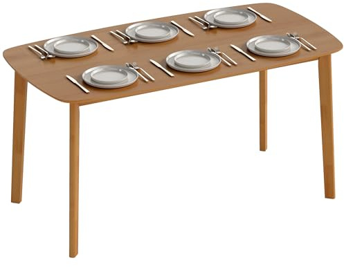 HOMCOM 150 cm Rectangular Dining Table with Round Corners, Light Brown