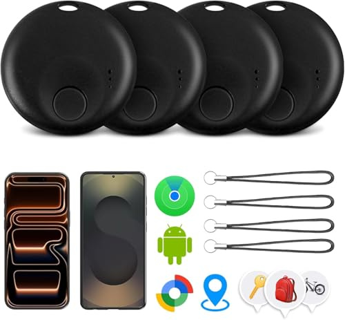 Spedal Dual System Tracker for iOS or Android, Smart Tracking Tag for Keys, Luggage, Backpack, Wallet, Suitcase Compatible with iOS Find My or Google Find Hub App (Android&iOS 4pcs)