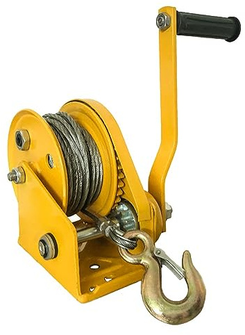 ABBNIA Cabrestante de Remolque portátil de 500 kg con Cable de Acero y Gancho, Resistente, para Remolque de Barco, con Freno automático bidireccional y manivela m