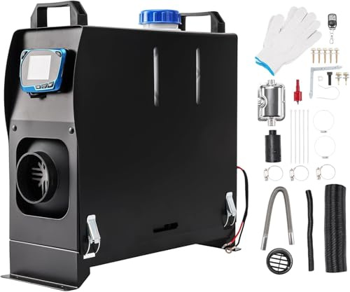 WUGMCNFBC Chauffage à air Diesel 12 V 5 KW, Tout-en-Un, avec télécommande et écran LCD, pour Voiture, camionnette, Bus, Camping-Car, Noir
