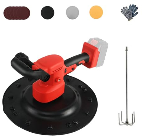 Machine de lissage mural sans fil 2 en 1 et malaxeur à béton, outil sans balais avec 4 disques truelles et tige de mélange, 6 vitesses, 40 à 300 tr/min, compatible avec batterie Ma-Kita