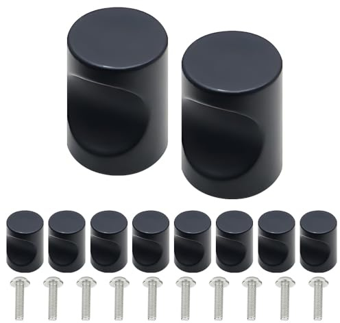 ONEBO 10 Stück Möbelknöpfe Schwarz, Schubladenknopf, Einlochgriff mit Schrauben, Schrankgriffe, Schrankknöpfe, Kommodenknöpfe, für Schrank, Schublade, Küche, Möbel, Tür
