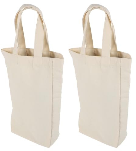 BESPORTBLE 2 Stück Pack Canvas Weintasche für Flaschen Tragbarer Rotwein Geschenkbeutel Robust Wiederverwendbar mit Großem Tragegriff 30X15X8cm für Reisen und Aufbewahrung