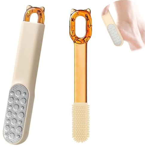 Lima Pies Removedor de Callos Profesional de Doble Cara de Acero Inoxidable, para Pies Secos y Húmedos con Empuñadura Antideslizante, Color Naranja