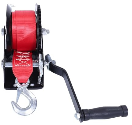 Jiawu Treuil Portatif Durable de Treuil de Remorque de Bateau Résistant de 1600LBS avec Le Cliquet Bidirectionnel pour des Bateaux, Camions, Acier + Polyester