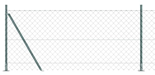 Chain Link Fence with Posts, Green, 1 x 10 m, Robust Steel Garden Fence, Weatherproof, Corrosion Protection, Easy Assembly, Privacy Screen for Outdoor Use