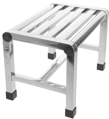 VALICLUD Waterproof Stainless Steel Shower Stool Compact Bathroom Bench for Seniors Adults, Thickened Metal Bathtub Step Stool for Home Toilet and Kitchen Use, 28.5X20.1X26Cm