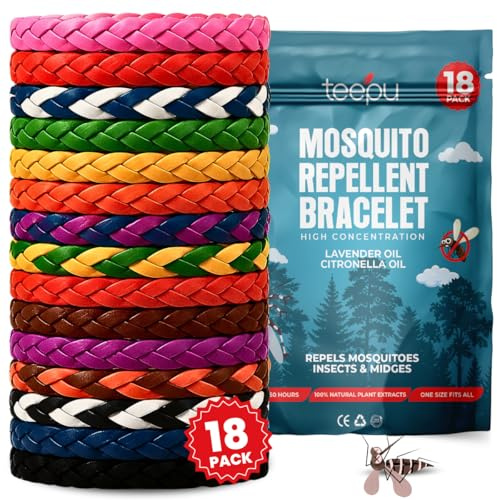 Mosquito Repellent Bracelet 18 Pack, Mosquito Bands | 350 Hours Insect Repellent Protection, Deet-Free, Natural Insect Repellent Bracelet for Adults & Kids
