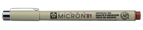 SAKURA Pigma Micron Fineliner 01 - Braun - 0,25 mm Wasserfeste permanente Archivtinte - Ideal für Künstler und Designer