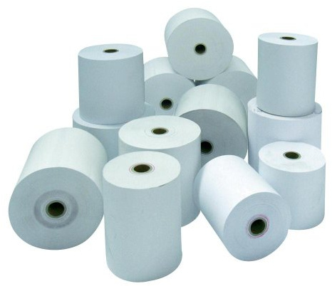 50 Kassen-Bonrollen Thermopapier weiss EC-Cash 57/25/12 (Br x lfm. x Kn), 0/1-farbig