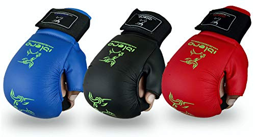Islero PU Karate Sparring Mitt GEL handskar MMA Judo Taekwondo kampsport Jiu-Jitsu (röd, Large)