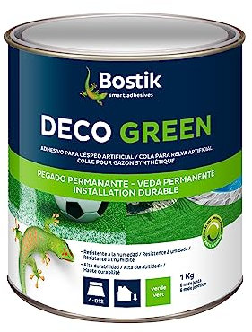 Bostik Adhesivo para Todo Tipo Materiales, césped artificial Monocomponente Deco Green de alta duración, Tecnología MSP, Verde Bote de 1 kg