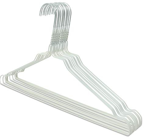 famy.Shop 50 Drahtbügel in weiß, Draht-Kleiderbügel Metall hochwertige Pulverbeschichtung, verzinkte Haken, 2,3mm, 40cm