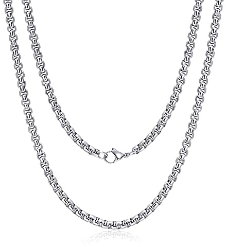 Estendly 2mm 16 To 38In Stainless Steel Rolo Chain Necklace Crude Round Square Chain Necklace for Men Women Jewelry