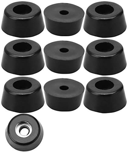 sourcing map 10pcs Rubber Feet Bumper Buffer Feet Furniture Leg Cutting Board Pads Anti-slip with Metal Washer, D17x15xH8mm