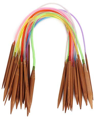 Marhynchus Runder kohlensäurehaltiger,Strickwerkzeuge Strickwerkzeuge Strickwerkzeuge Stricknadel-Satz,runde Stricknadel des doppelten Spitzen Bambusses 18pcs Bunte Rohr-Stricknadel(40 cm/15.7