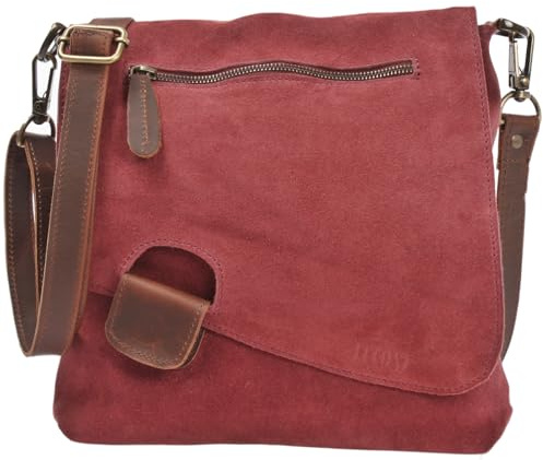 LECONI Umhängetasche für Damen Crossbag Veloursleder Echtleder Natur Damentasche Schultertasche Ledertasche Freizeittasche für Frauen Wildleder Handtasche 29x29x6cm LE3027-VL