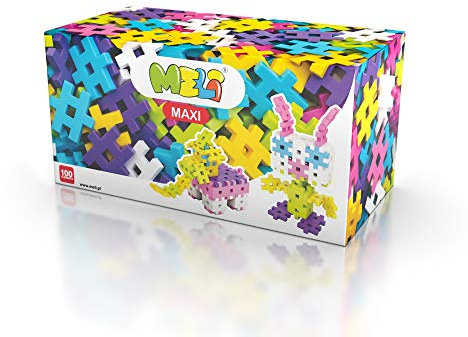 Meli Konstruktionsbausteine Maxi Pink 100 | Steckbausteine für Kleinkinder ab 1 Jahr | 100 große Teile in 6 Farben | Fördert Motorik & Kreativität