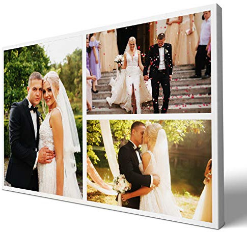 wandmotiv24 Leinwandbild 260 g/m ² - Foto-Collage mit 3 Fotos - Fotogeschenk - Geschenk für Freunde und Familie - Kunstdruck querformat 60x40cm (BxH) - M0002