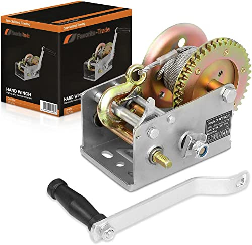 Favorite-Trade Trailer Winch – Durable Hand Crank – 3500 lbs Hand Winch with Cable - Boat Trailer Cable, Heavy Duty Rope Crank for Trailer, Boat or ATV Towing