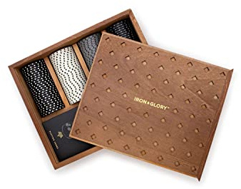 Iron & Glory Pokerset | Lyxigt pokerset i trälåda | Spelkort och 100 anpassade chips | Under däck | Graverade ess av spader | brädspel | resespel