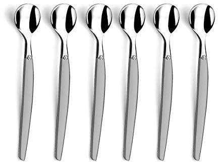 LOU LAGUIOLE - Lot de 6 cuillères expresso et moka - Jet - Acier inoxydable 18/0, Finition Sablée - Longueur 114 mm