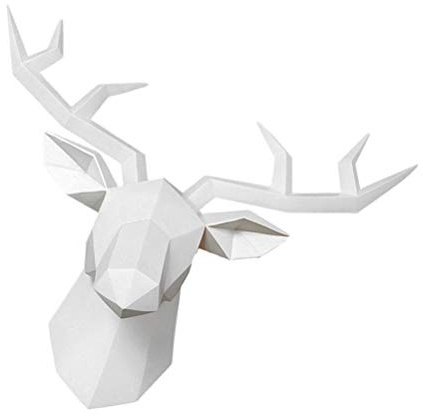 Garneck Finta Scultura Di Testa Di Cervo Testa Di Animale Decorazione Natalizia Ornamento Murale Decorativo Testa Di Cervo Portachiavi Da Parete Bianca Domestico Ufficio Scultura Di Cervo