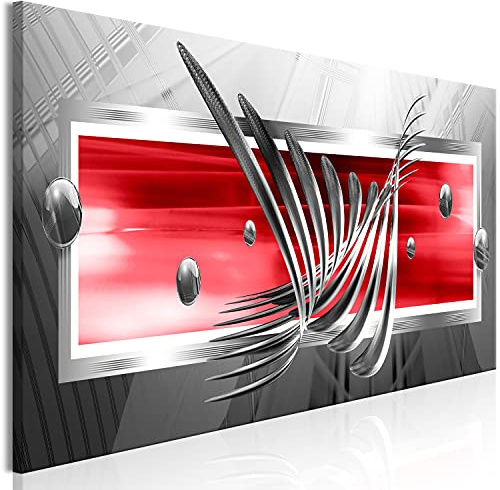 murando - Leinwandbild grau rot, 135x45 cm, 1-teilig, Schlafzimmer, modern | Hochwertige Leinwand, sofort aufhängbar, ideal fürs Wohn- oder Schlafzimmer, wasserfest und lichtecht, langlebig, stilvoll