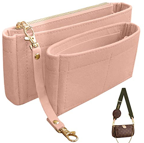 Soyizom Handtaschen-Organizer-Einsatz passt für mehrere Pochette-Zubehör-Taschen und Taschen, 2 Packungen in einem Set, Einsätze, Tragetasche, Organizer, Tasche innen,rose