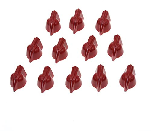 KAISH 12 Stück 1/4 Vintage Mini Chicken Head Knobs Kleine Größe Gitarren-Bass-Potentiometer-Knöpfe mit Schraubenset Rot