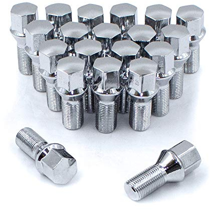 Wheel Accessories Parts 20 Pcs M12 x 1.5 12 x 1.5 Thread Acorn Seat Lug Bolt Chrome Finish 30mm Shank Length 17mm Hex fits BMW 1 3 5 7 Series Alpina B7 and M5 (Older Models)