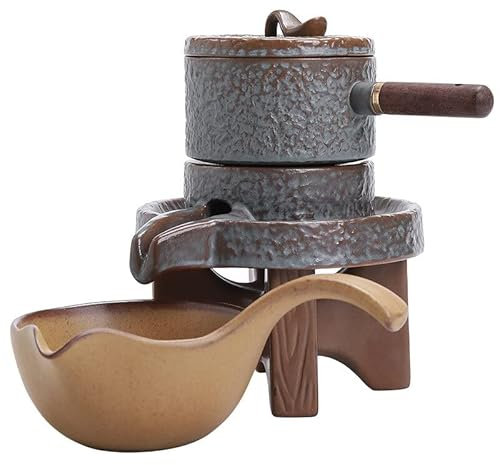 HUFFA Automatic Stone-Mill Pot Pottery Lazy Stone Grinding Tea Set Rotating Water Teapot Chinese Gongfu Kung Fu for Tea Ceremony