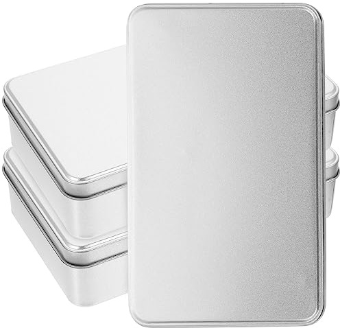 Cabilock 3 Stücke Metalldose Rechteckige Blechdose Mit Deckel Metallbox Leere Vorratsdose Weißblechdose Geschenkbox Metall Teedose Sparschwein Bonbon Box für Candy Cookie Tee Dose Silber