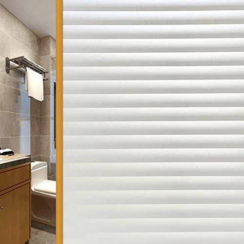 Cinbee Fensterfolie Selbsthaftend Blickdicht 40x200 cm, Sichtschutzfolie Fenster Selbstklebend, 3D Fensterfolien mit Streifenmuster, Statische Scheibenfolie Fenster