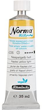 Schmincke - NORMA® Blue, 21226009, feinste wasservermalbare Künstler-Ölfarben, höchstpigmentiert, lichtecht, vegan, Neapelgelb hell - 35 ml