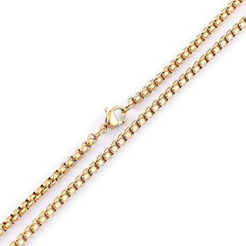 Necklace Men Stainless Steel Gold, Männer Kette Belcher Lobster-Claw Herrenkette Lange 60.5CM