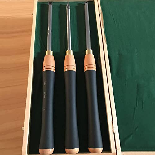 Set di scalpelli per tornio in metallo duro da 3 pezzi, set di scalpelli da 16,5 pollici, set combinato di 3 rifinitori più ruvidi e inserti in metallo duro quadrati rotondi con impugnature comode