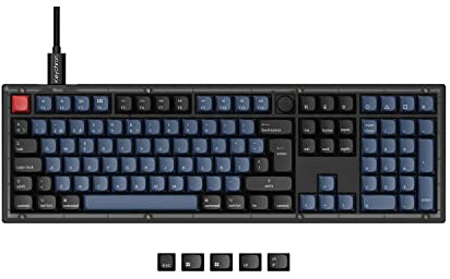 Keychron V6 Cablede Teclado Mecánico Personalizado con Perilla, Full-Size QMK/Via Macros Programable, Hot-swappable Keychron K Pro Red Switch para Mac Windows, Frosted Black (ES Layout)