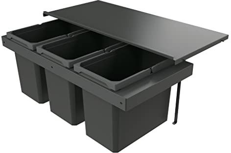Naber 8013414 Abfallsammler Cox Stand-UP® 350 S/900-3 ohne Biodeckel, anthrazit, 66 (3x22) Liter / 90 cm Schrankbreite