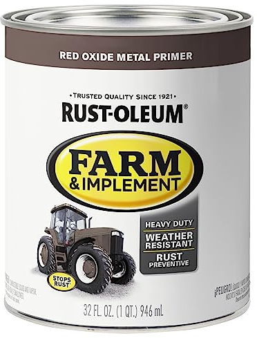 Rust-Oleum 280151 Farm & Implement Enamel Primer Quart, Red Oxide Metal Primer, (Pack of 1)