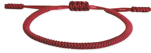 Genérico Pulsera Espiritual Tibetana | Hombre Mujer | Pulsera Hecha a Mano | Nudo Tradicional Budista (Rojo oscuro)