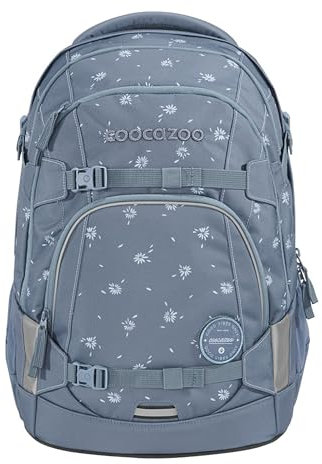 coocazoo Schulrucksack Mate „Bloomy Daisy”, hellgrau, ergonomischer & anpassbarer Tornister, höhen- & größenverstellbar, mit Brustgurt & Hüftgurt, ab der 3. Klasse