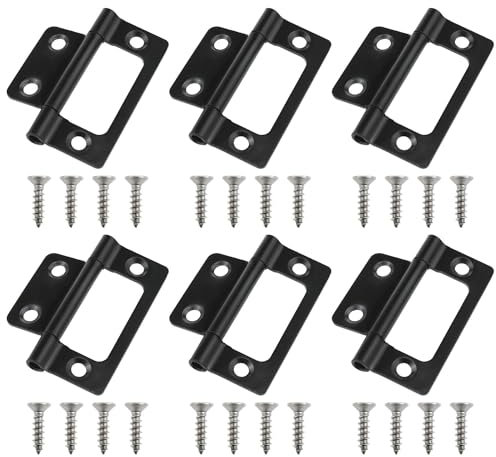 PIYANYO Türscharniere, Truhenscharniere, schwere Scharniere mit Befestigungsschrauben für Möbel, Fenster, Schränke usw. (schwarz), 6 Sets