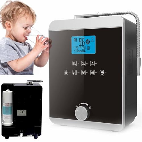 MAHWER Ionizador de Agua, máquina de Agua de ácido alcalino PH 2.8-11, hasta -800 mV ORP, 12000 L por Filtro, electrodo de 11 Placas, válvula de regulación for controlar PH y ORP/Limpieza automática