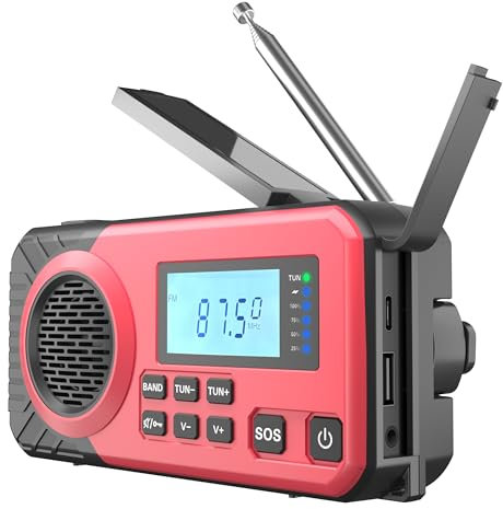 Acta Berg Radio de Emergencia con Manivela y Batería 5000 mAh | Solar con Receptor Mundial | Linterna y Cargador, AM/FM/SW | Blackout Equipo de Emergencia